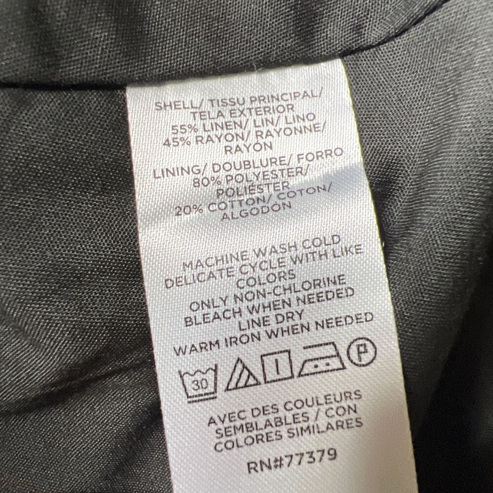 Ann Taylor Linen Blend Button Down Midi Skirt 12P Black Office Classic Cottage - Picture 6 of 8